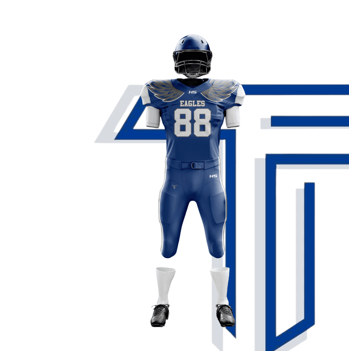 Blue american football uniform set