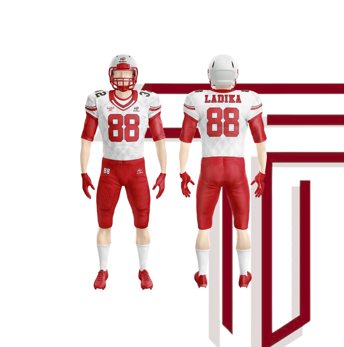 Red american football uniform set
