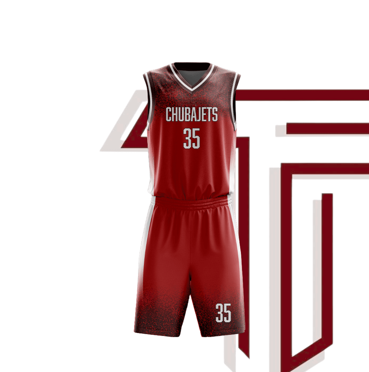 Red basketball uniform set