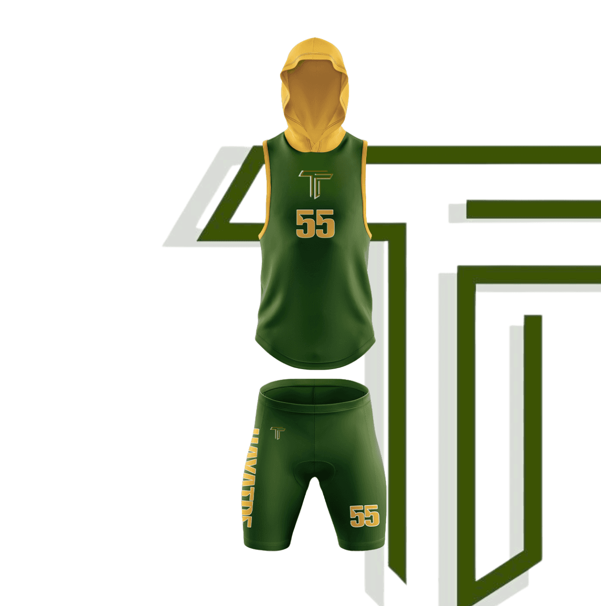 Green flag football uniform